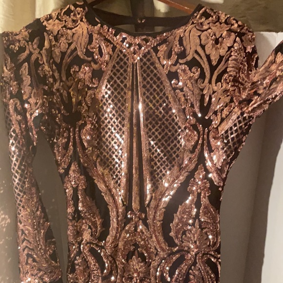 Rose gold open back party dress  if you can sew 🧵 I added the ostrich feathers - Picture 13 of 14